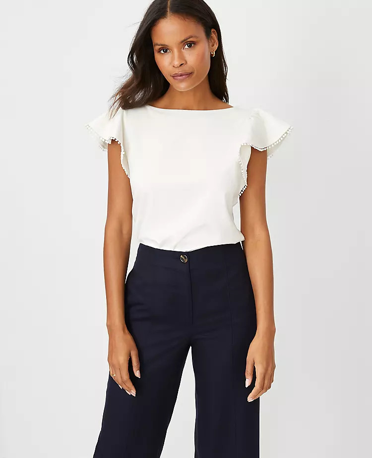 Bobble Flutter Sleeve Top | Ann Taylor (US)