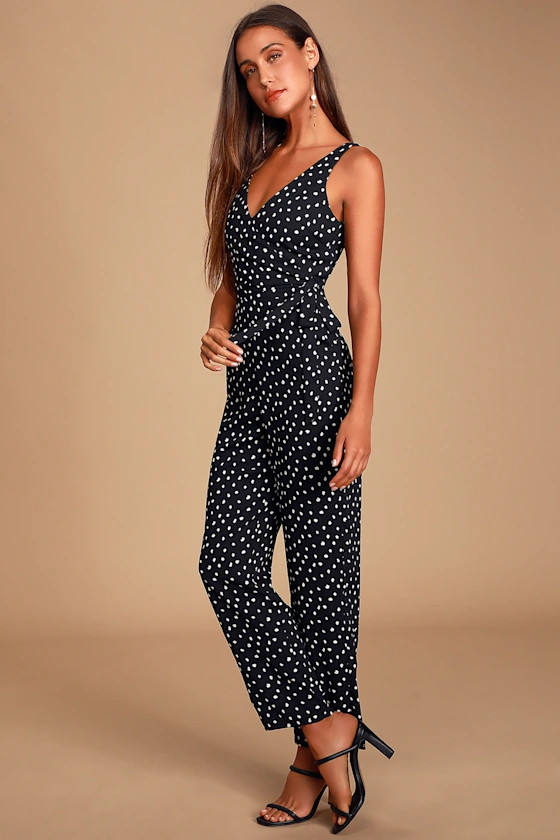 Aislinn Black Polka Dot Sleeveless Jumpsuit | Lulus (US)