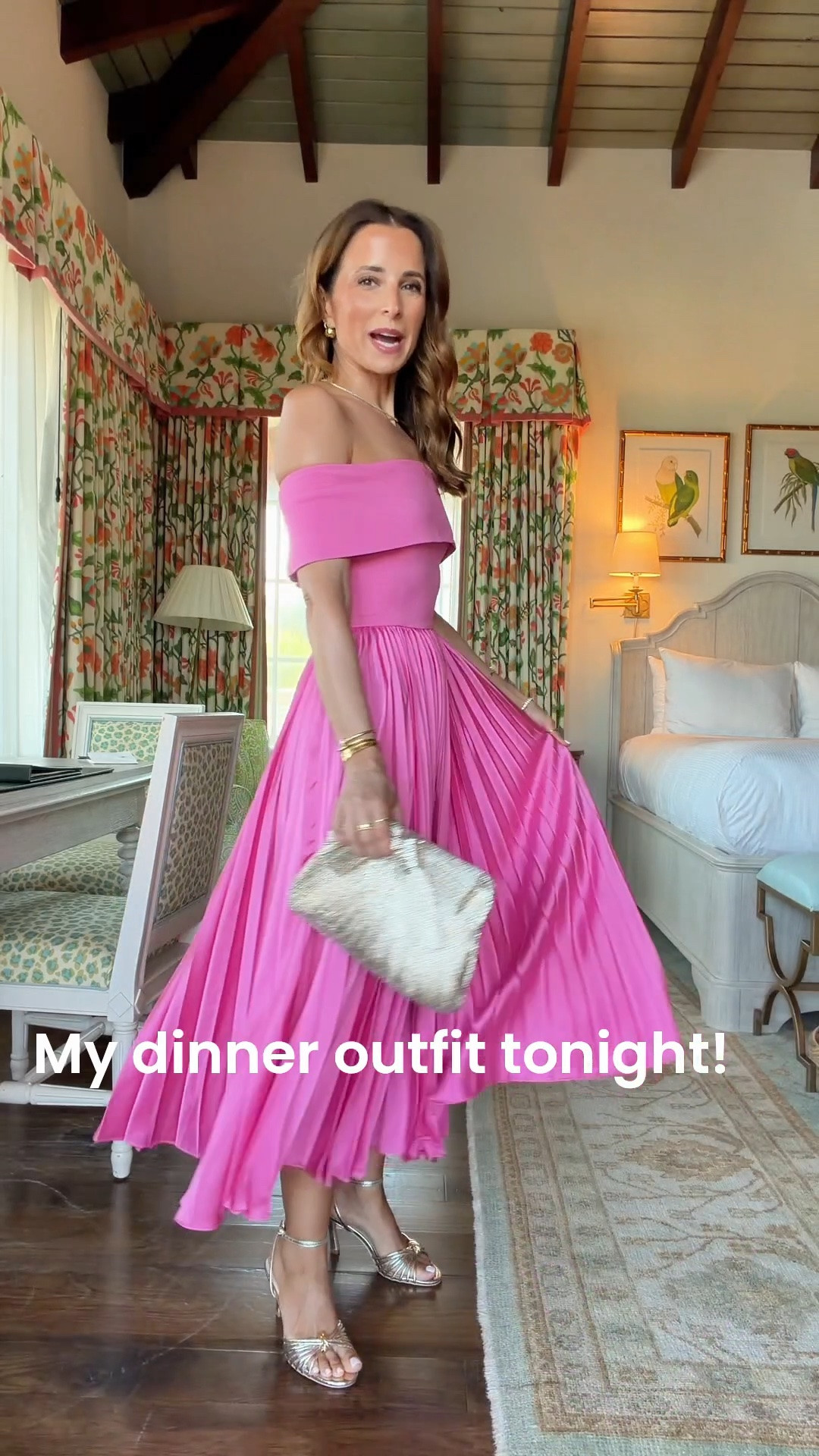 My dinner outfit tonight! Wedding guest dress in 00 petite. Cocktail dress. Summer wedding guest. Fall wedding guest. Date night outfit. Date night dress. Party dress. Gold heels are TTS. Gold bow clutch.

#LTKgrwm #LTKWedding #LTKTravel