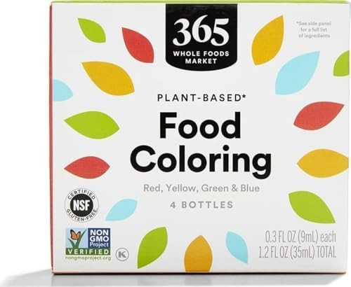 365 by Whole Foods Market, Plant-Based Food Coloring (Red, Yellow, Green & Blue Bottles), GLuten-... | Amazon (US)