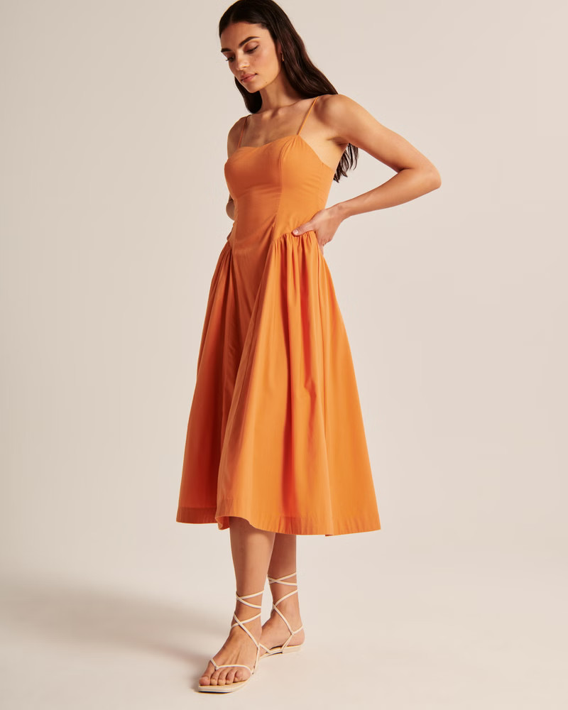 Women's Dropped Waist Corset Midi Dress | Women's Dresses & Jumpsuits | Abercrombie.com | Abercrombie & Fitch (US)