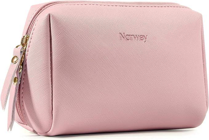 Vegan Leather Makeup Bag Zipper Pouch Travel Cosmetic Organizer for Women and Girls | Amazon (US)