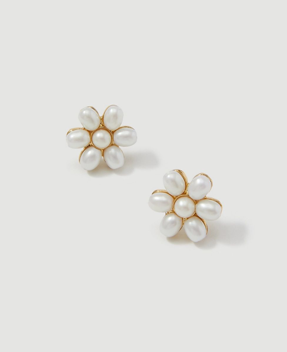 Pearlized Flower Stud Earrings | Ann Taylor (US)