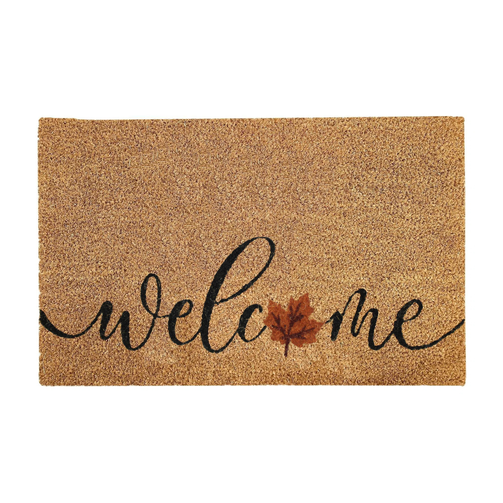 Coir Door Mat Cristle Decor Printed Welcome Mat 18x28 Non-Slip Doormat - Cristle Leaves | Wayfair North America