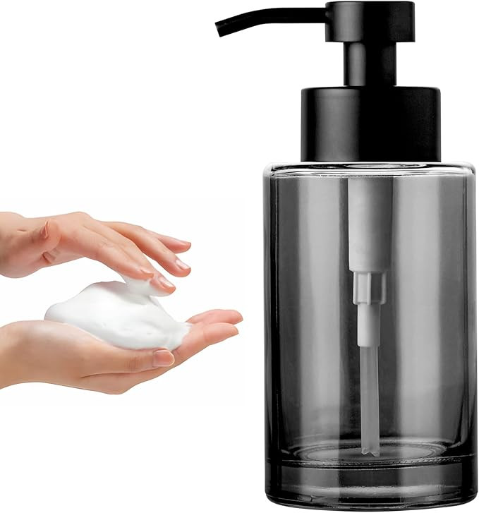 Enra Foaming Soap Dispenser,12oz Black Thick Glass Bathroom Soap Dispenser with Stainless Steel P... | Amazon (US)