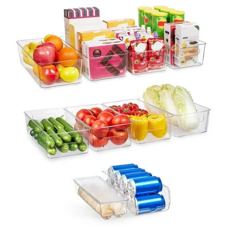 Vtopmart Set of 10 Fridge Organizer, Refrigerator Organizing Bins with Handles, BPA-Free Clear Plastic Fridge Storage Containers | Walmart (US)