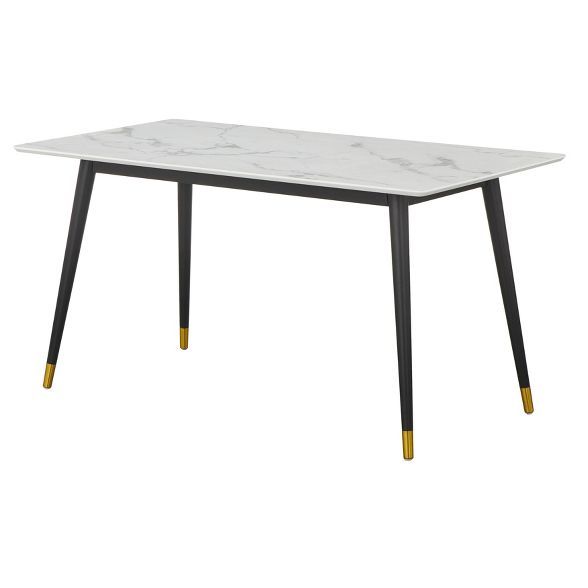 60" Ricco Rectangular Dining Table White Faux Marble/Black - Lifestorey | Target