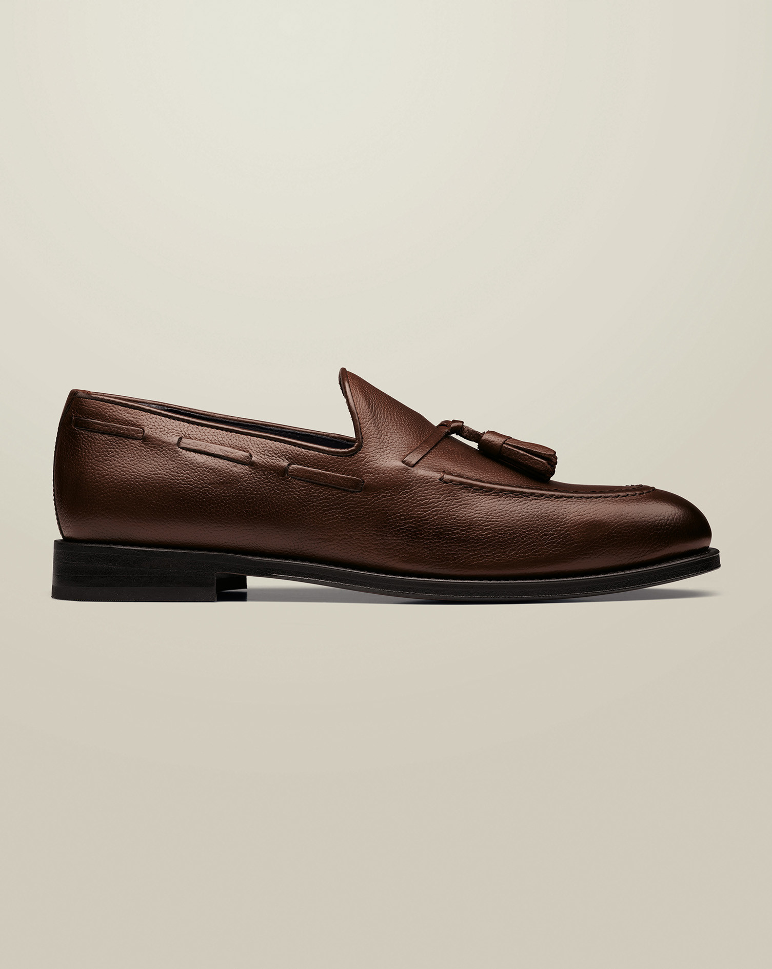 Grain Leather Tassel Loafers - Chocolate Brown | Charles Tyrwhitt