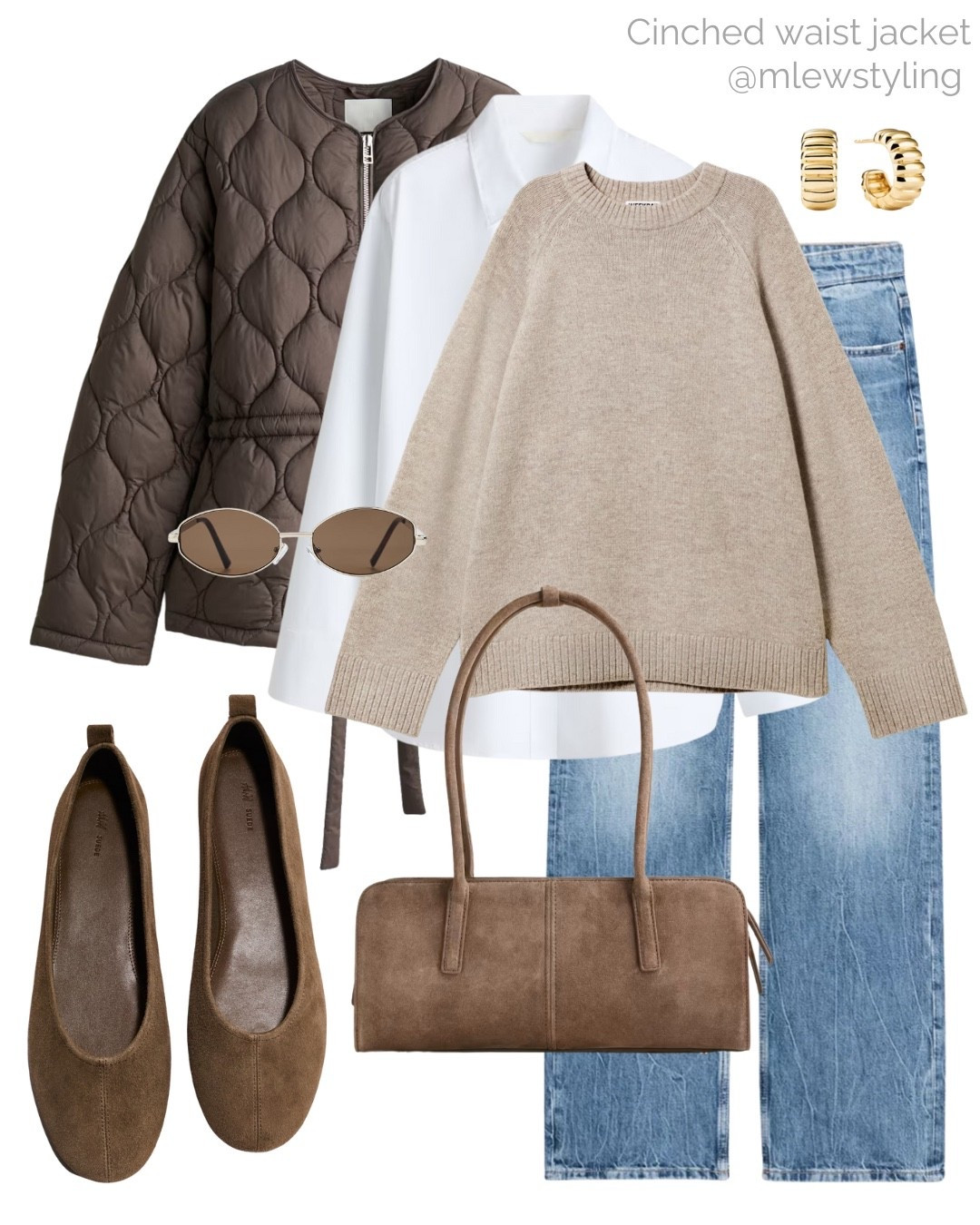 Winter to spring transitional outfit with a quilted cinch-waist jacket 🤎

Tags: casual workwear, spring office outfit, quince brown suede bag, h&m suede ballet flats, white button down, weekday oversized sweater, straight leg jeans, capsule wardrobe 

#LTKootd #LTKWorkwear #LTKgrwm