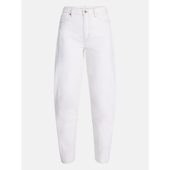 Scenario Women's and Women's Plus High Rise Barrel Jeans, 26", 28" Inseam, Sizes 0-28W | Walmart (US)