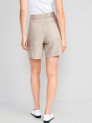 Extra High-Waisted Taylor Linen-Blend Trouser Shorts for Women -- 6-inch inseam | Old Navy (US)