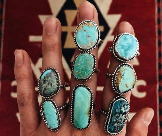 Kingman Blue Turquoise Statement Ring// Choose your ring// | Etsy (US)