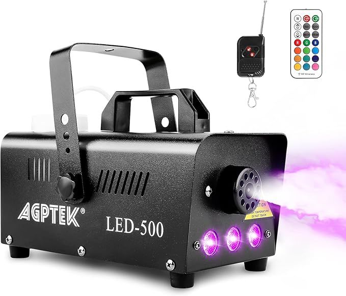 Smoke Machine, AGPTEK Fog Machine with 13 Colorful LED Lights Effect, 500W and 2000CFM Fog with 1... | Amazon (US)