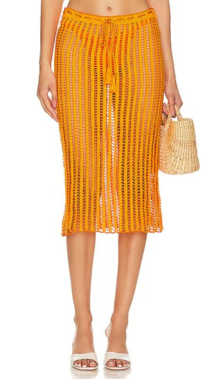 X Revolve Crochet Midi Skirt in Orange | Revolve Clothing (Global)