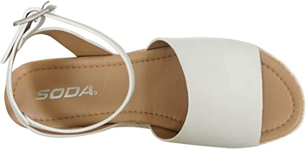 Soda Women's Topic Open Toe Buckle Ankle Strap Espadrille Synthetic sandals | Amazon (US)