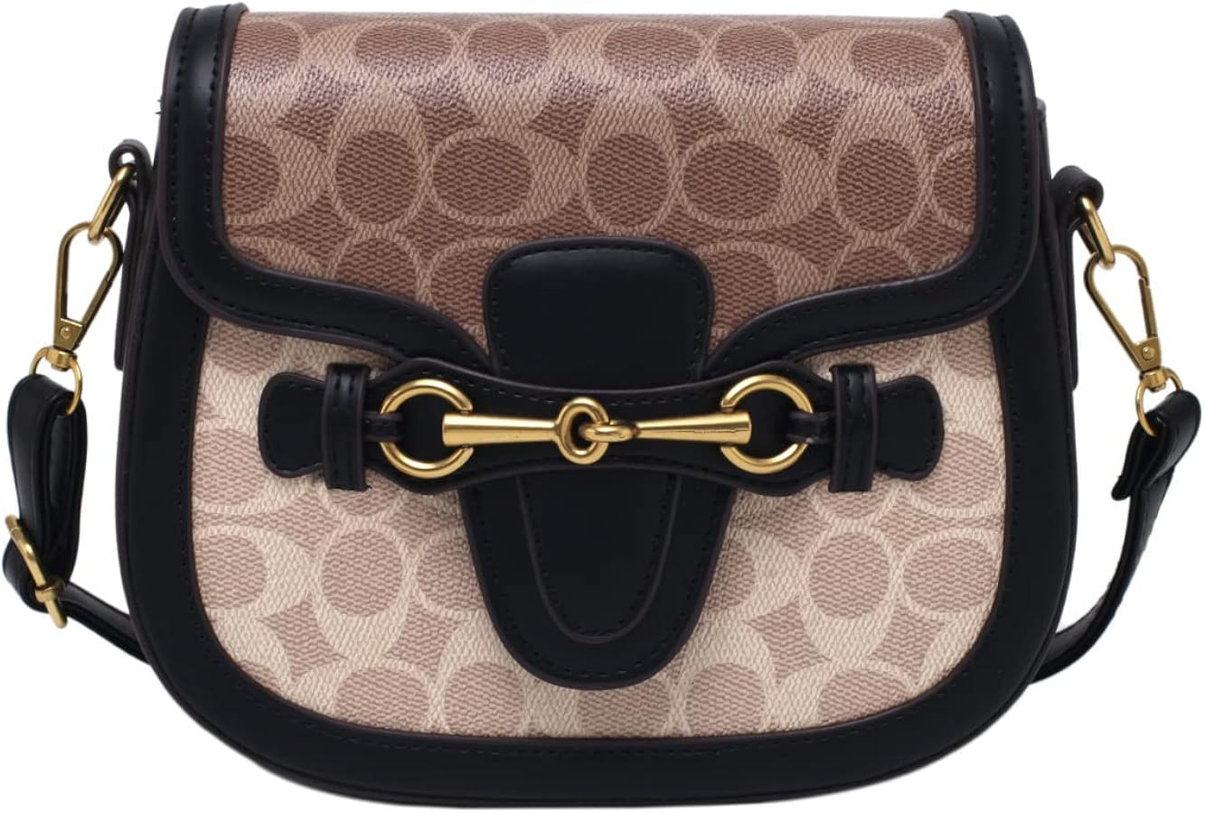 Women's Small Crossbody Bags with Golden Buckle Artificial Leather Purse Handbag in Fashionable D... | Amazon (US)