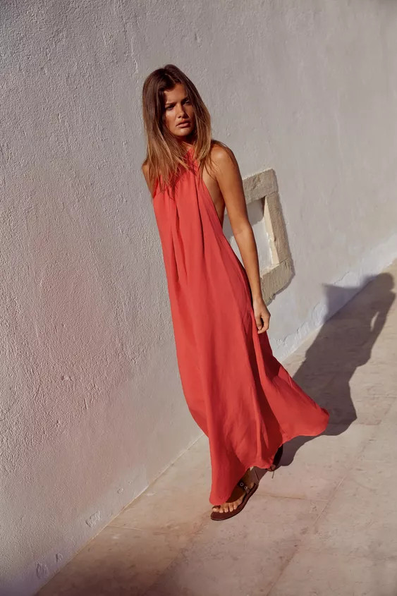 OPEN BACK HALTER DRESS | Zara UK