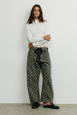 Priya Polka Dot Barrel Jeans in Grey | Böhme US
