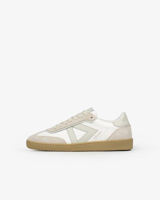 Hera Low Top Sneakers - White Leather & Taupe Suede | SANS MATIN US