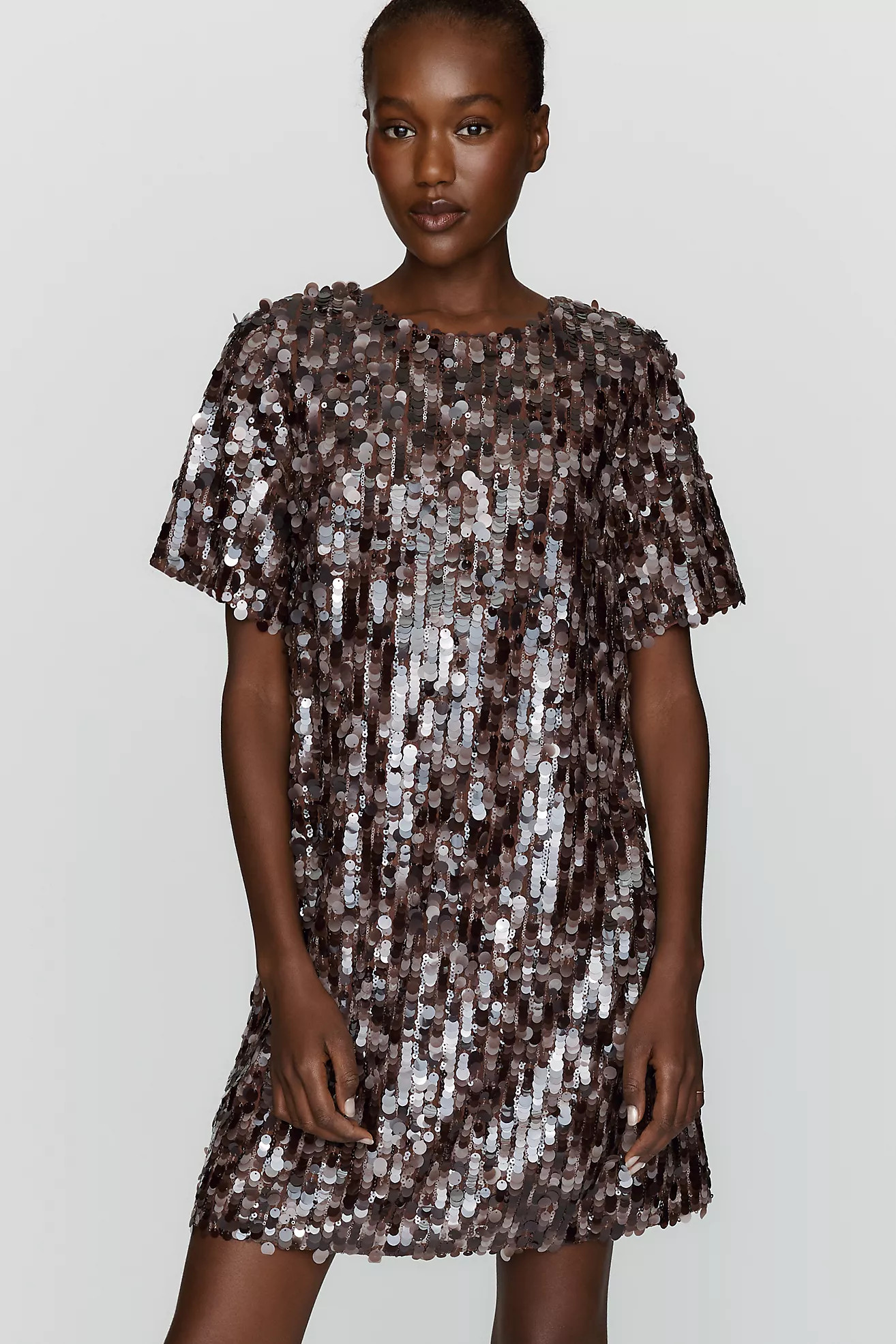 Maeve Emmy Sequin Swing Mini Dress | Anthropologie (US)