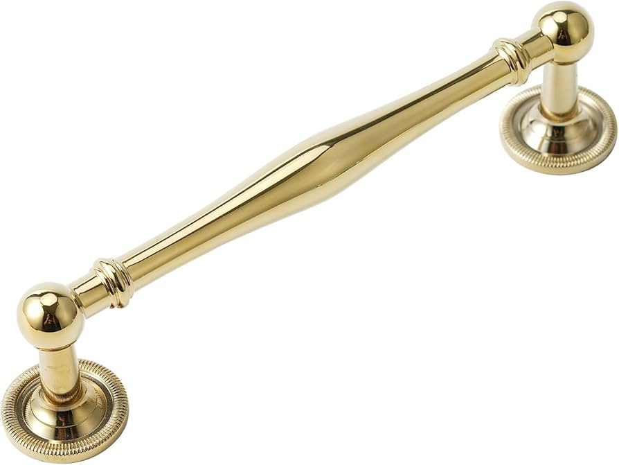 5 Pack Solid Brass Cabinet Pulls 5" Hole Center Drawer Pull Bright Gold Hardware Handles for Cupboard Dresser Wardrobe Furniture Kitchen & Bathroom | Amazon (US)