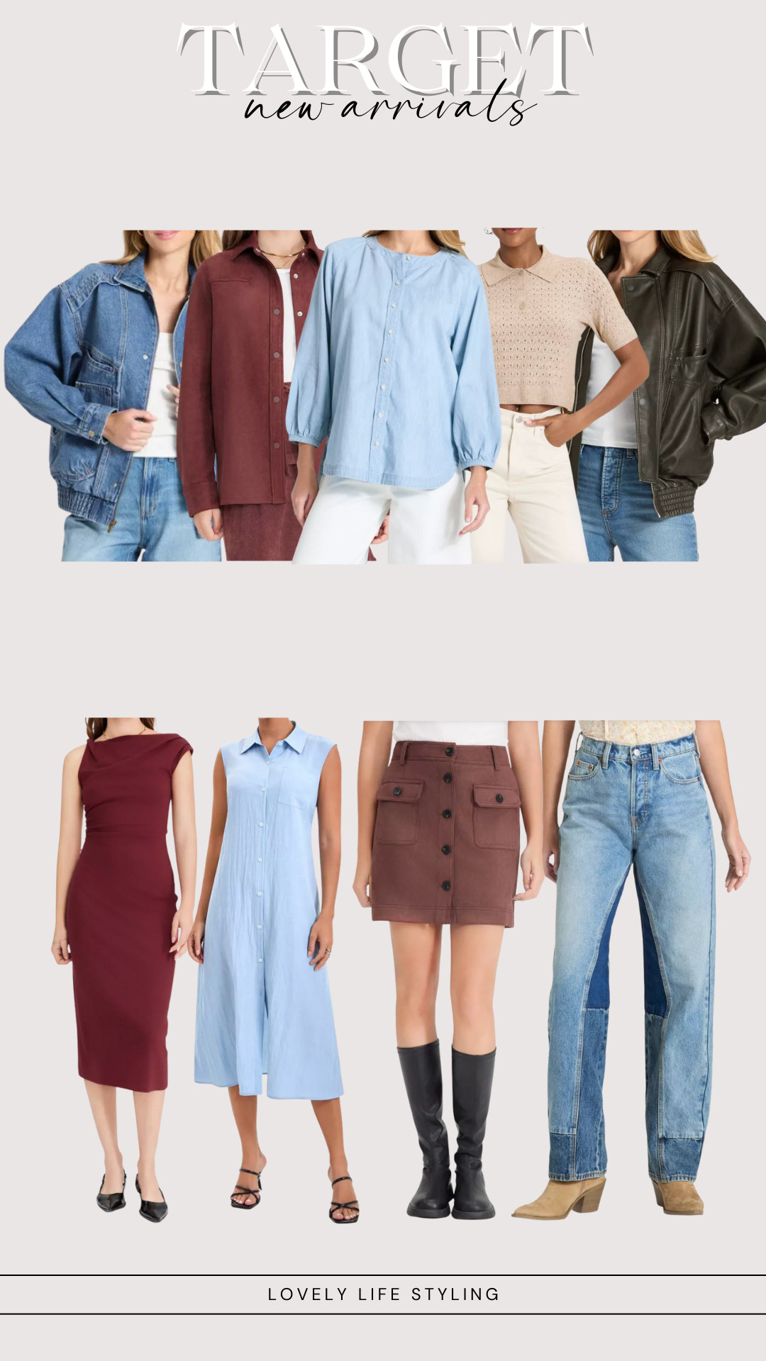 Target New Arrivals 🎯 Fall style Fall outfit Denim bomber jacket Leather bomber jacket Denim shirt Crocheted blouse Suede button up Wedding guest dress Mini skirt Barrel jeans 

 #LTKSeasonal #LTKFindsUnder50 #LTKStyleTip