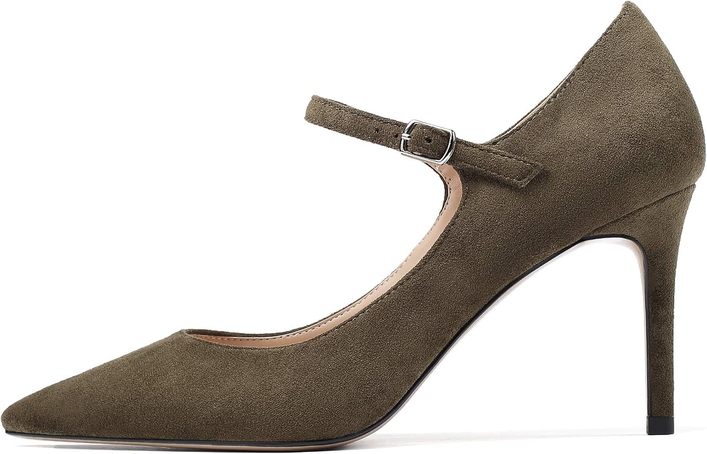 SAMMITOP Women's Pointed Toe Mary Jane Pumps 85mm Heel Party Dress Shoes | Amazon (US)