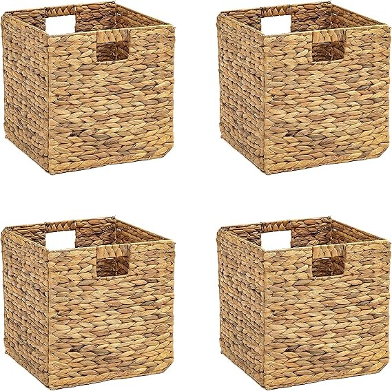 Foldable Hyacinth Storage Basket with Iron Wire Frame By Trademark Innovations (Set of 4) | Amazon (CA)