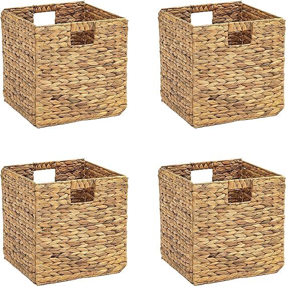 Foldable Hyacinth Storage Basket with Iron Wire Frame By Trademark Innovations (Set of 4) | Amazon (CA)