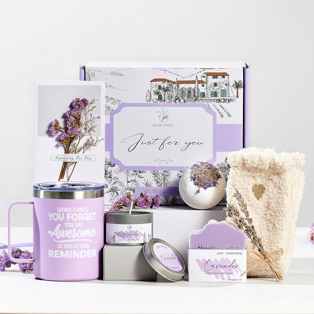 Personalized Lavender Spa Gift Basket for Women Birthday Valentines Day Mother's Day Gifts Ideas ... | Amazon (US)