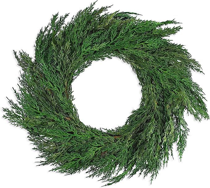 Vita Domi 24" Diameter Premium Faux Cedar Wreath - Realistic Christmas Outdoor Wreath, Indoor Hol... | Amazon (US)