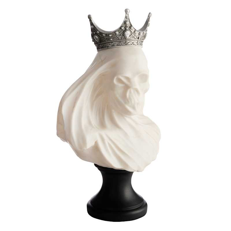 Skull Bust Figural with Crown, 15" | At Home