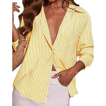 LOMON Button Down Shirt for Women Spring Summer Tops Long Sleeve Business Dressy Casual Blouses C... | Amazon (US)