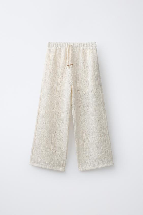 WIDE LEG OPEN-KNIT LACE PANTS | Zara US