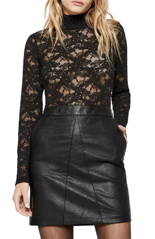 Bardot Vezza Lace Bodysuit in Black at Nordstrom, Size 2 | Nordstrom