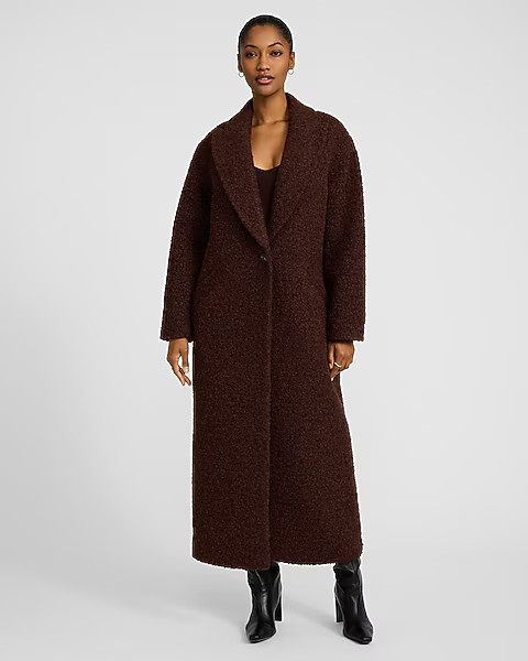 Boucle Single Button Maxi Coat | Express