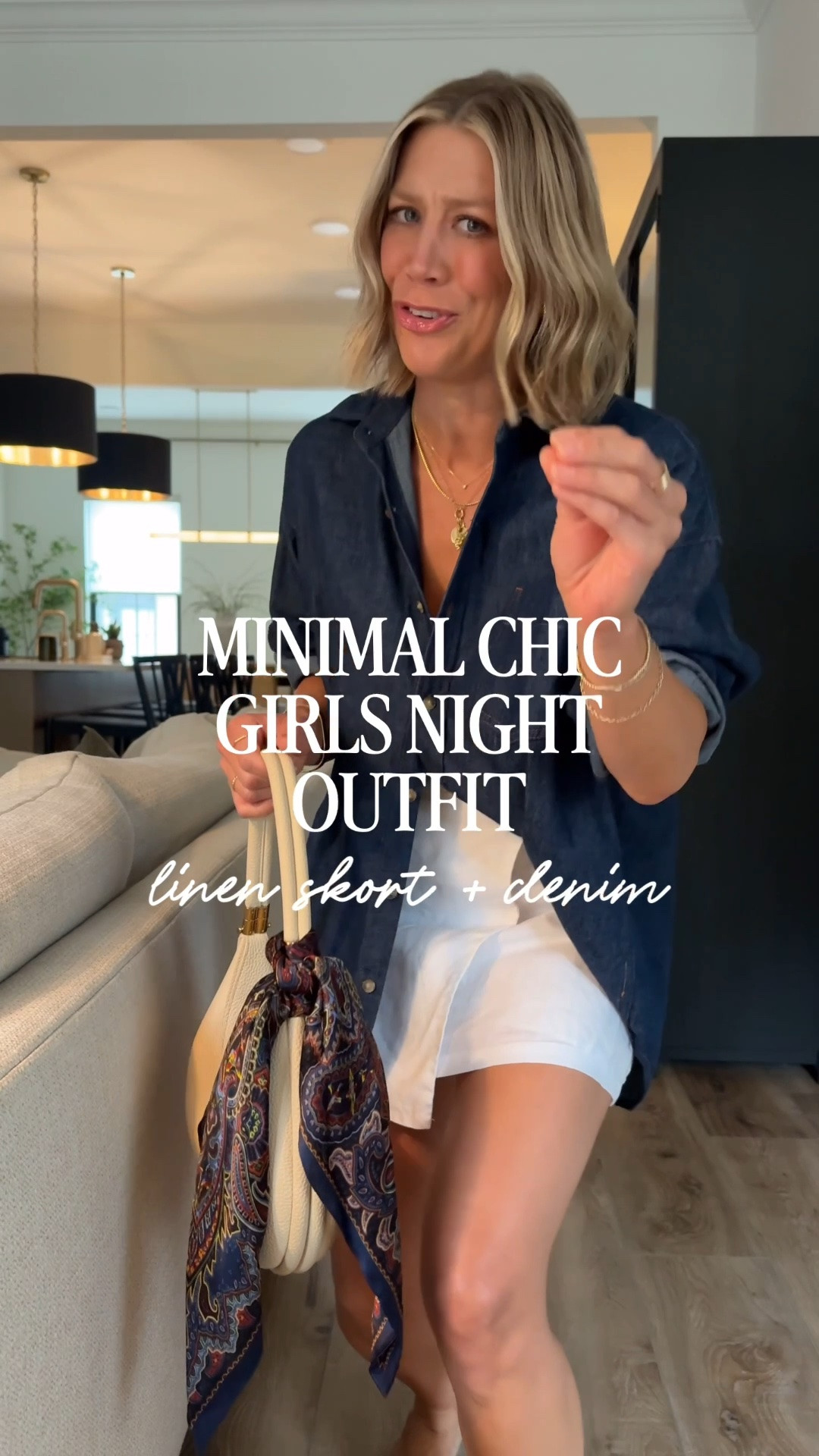 Wearing XS linen skort, XS denim shirt, sandals tts

#LTKootd #LTKSeasonal #LTKOver40