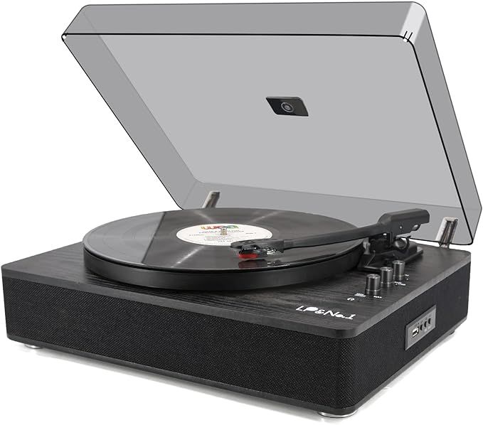 LP&No.1 Record Player with Stereo Speakers, 3-Speed Belt-Drive Turntable for Vinyl Records with W... | Amazon (US)