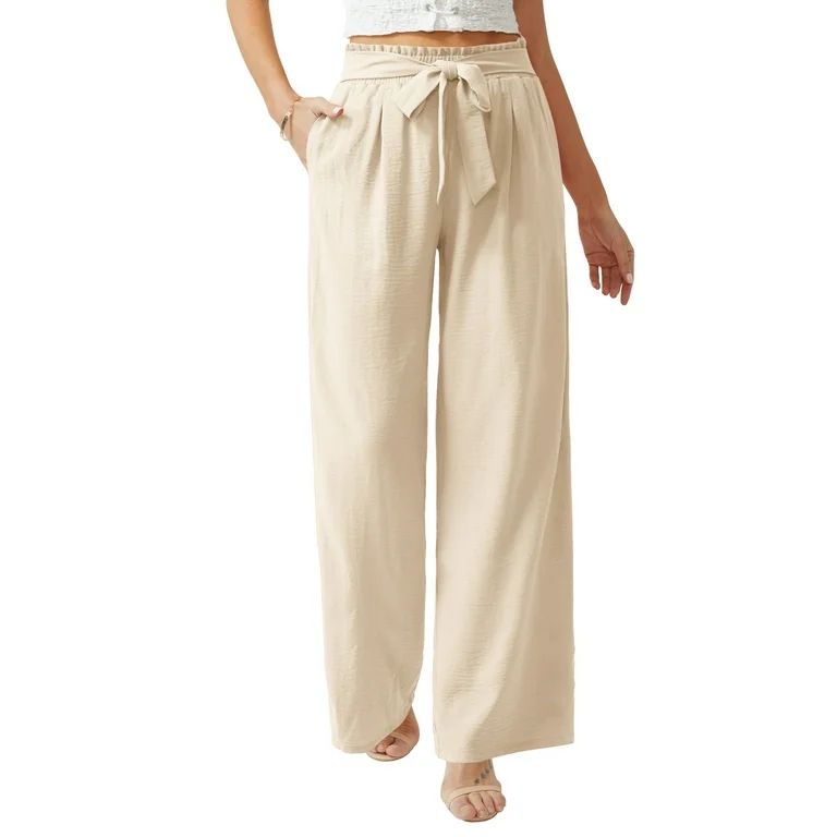 Anygrew Women Casual Wide Leg Pants High Waisted Business Work Casual Pants Loose Flowy Beach Pal... | Walmart (US)