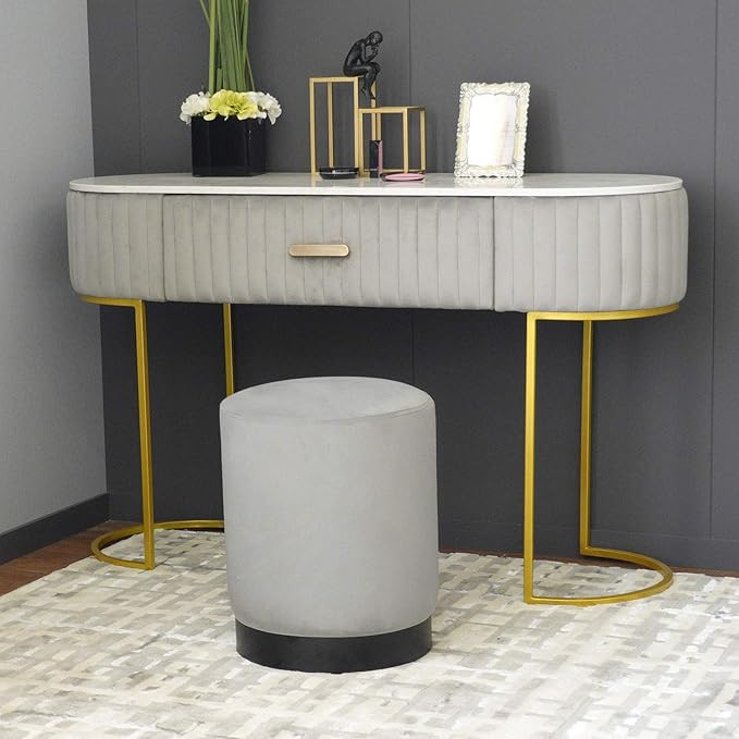 VINGLI Upholstered Velvet Round Footrest Stool Ottoman, Vanity Stool Shoe Bench Coffee Side Table... | Amazon (US)