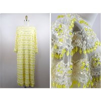 1960S Couture Beaded Sequin Dress Pale Yellow Rhinestone Embellished | Etsy (US)