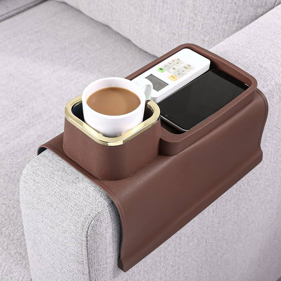Amazon.com: HMASYO Couch Cup Holder Tray \u2013 Weighted Silicone Sofa Armrest Organizer Table wi... | Amazon (US)