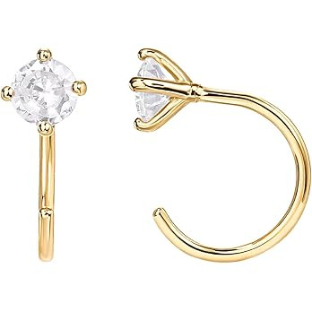 PAVOI 925 Sterling Silver Huggie Half Hoop Earrings | Hypoallergenic Minimalist Tiny Cartilage Ea... | Amazon (US)