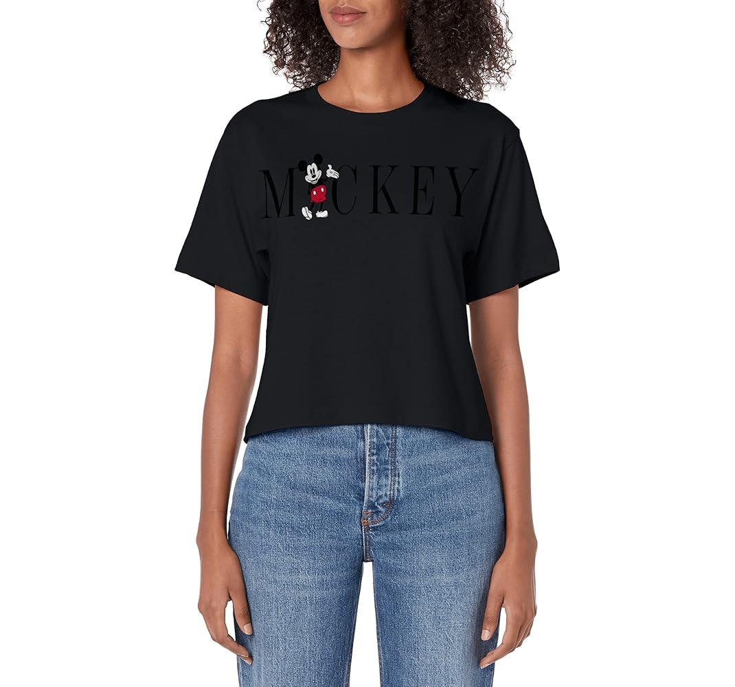 Disney Mickey And Friends Mickey Mouse Simple Text Women's Crop Top | Amazon (US)