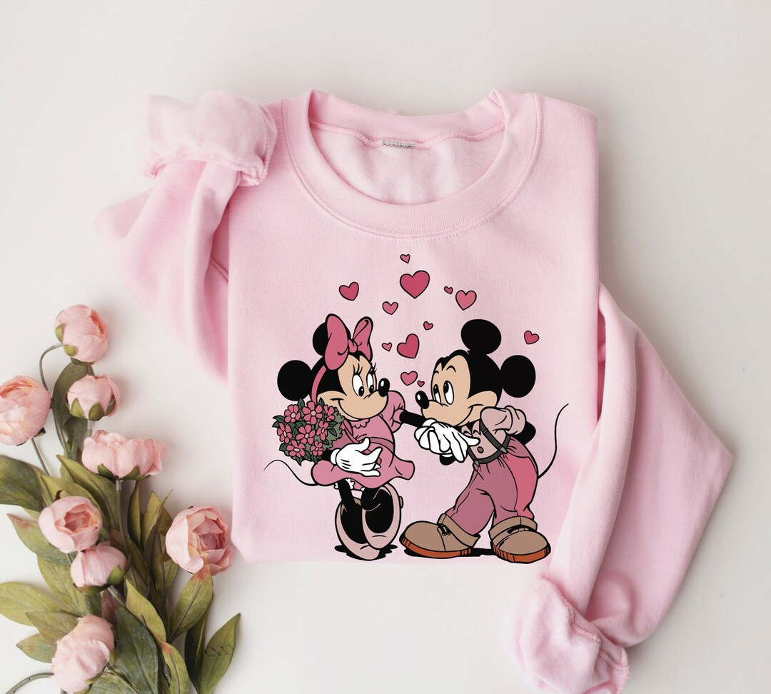 Disney Mickey Minnie Love Valentine Sweatshirt, Mickey and Minnie Valentines Shirt, Kiss Love Val... | Etsy (US)