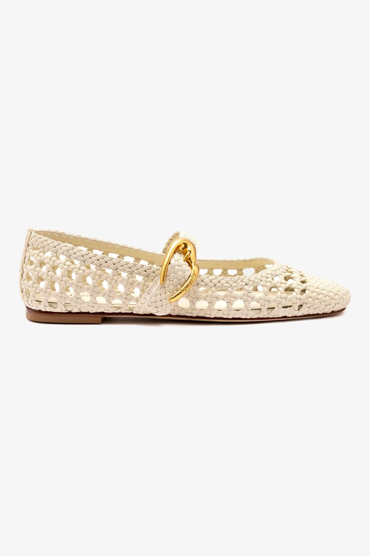 Verona Macrame Ballet Flat In Ivory Leather | Larroude