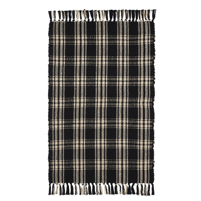 My Texas House Black Plaid Indoor/Outdoor Layering Rug, 38" x 58" | Walmart (US)