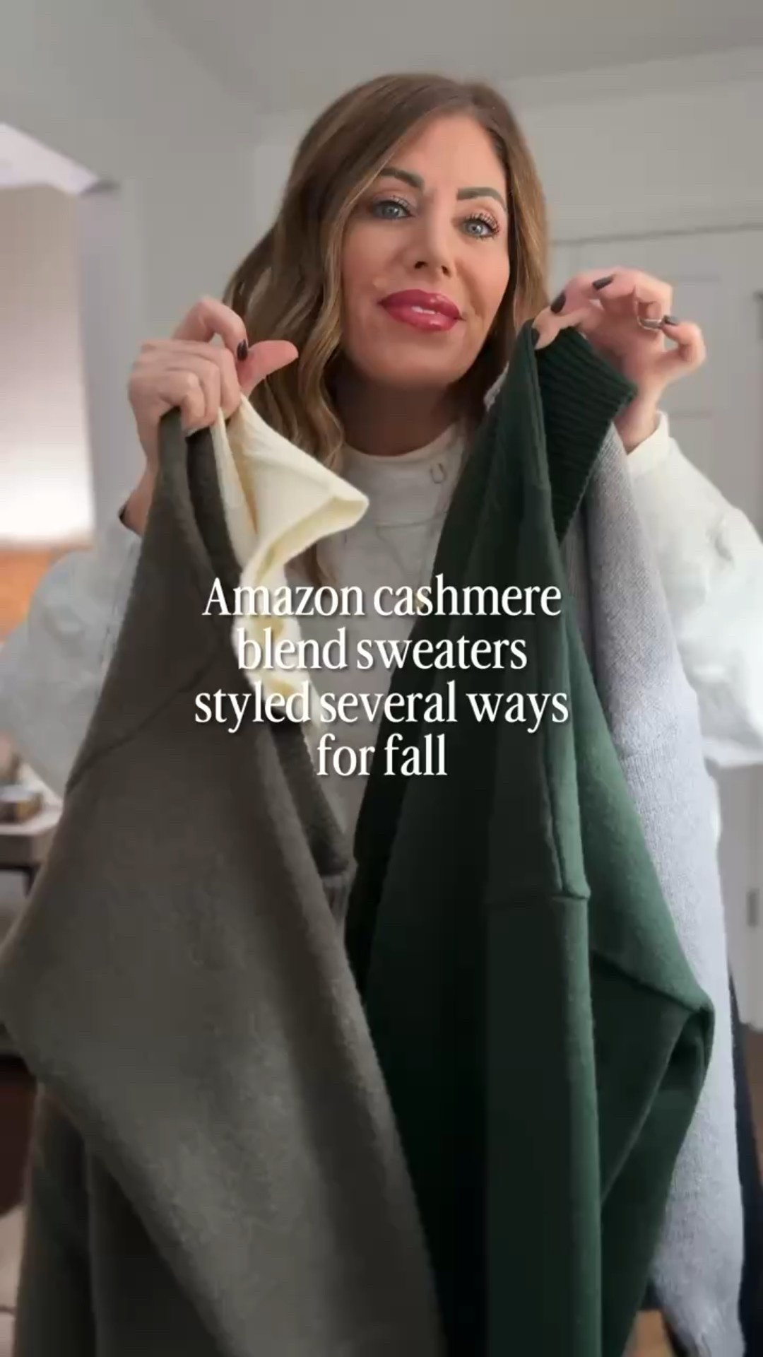 Cashmere blend sweaters from Amazon styled several ways for fall on sale for less than $45 🚨

I'm wearing a medium in all of them. if you want a really oversized fit, then go up a size 

#LTKHoliday #LTKSeasonal #LTKSaleAlert