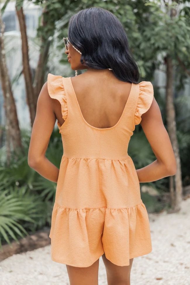 The Only One For Me Orange Button Front Ruffled Romper FINAL SALE | Pink Lily