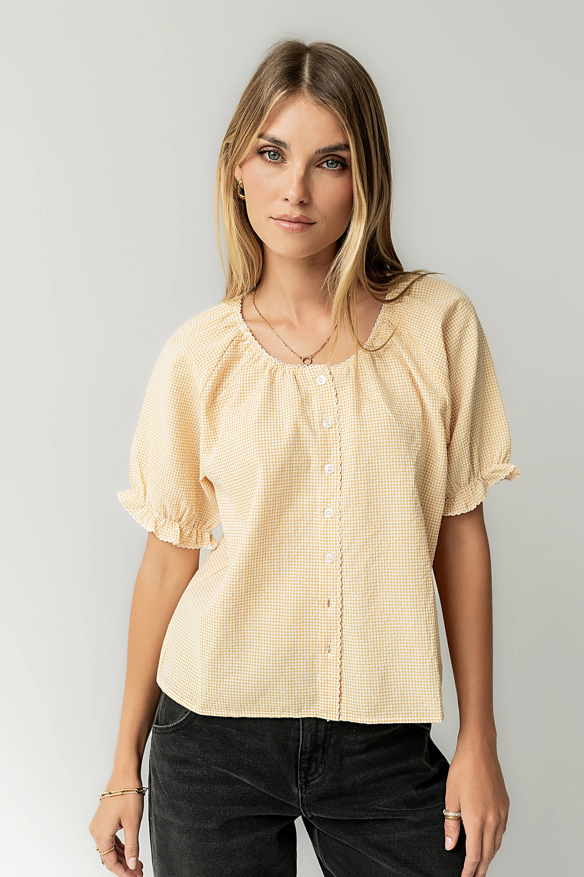 Benny Gingham Blouse in Yellow | Böhme US